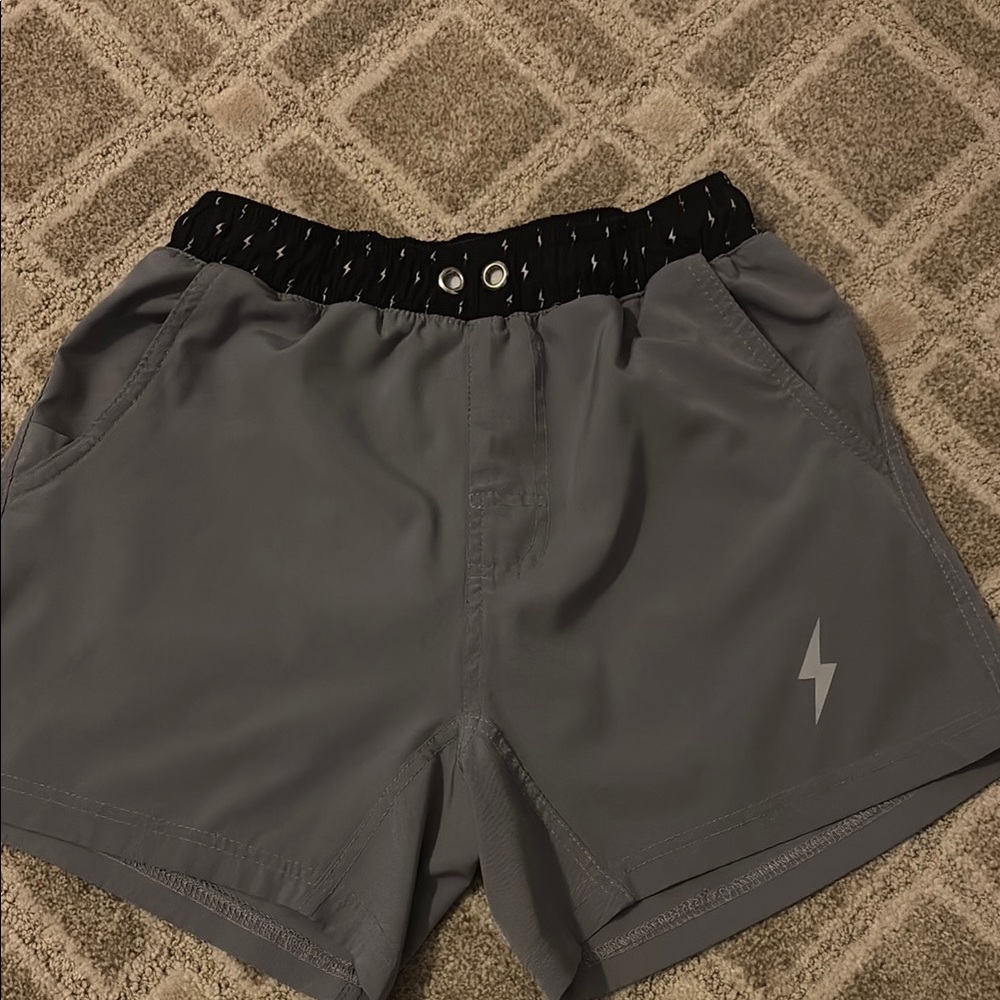 Gray Bruce Bolt Shorts with Black Waistband